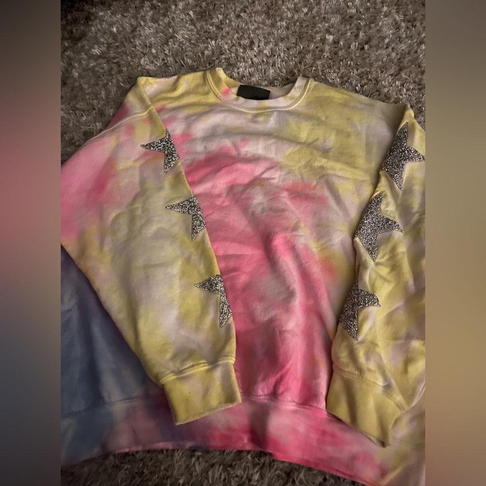Carmar denim tie dye star patch sweatshirt